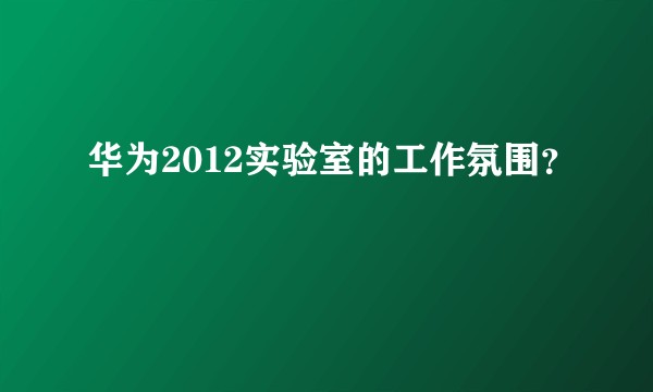 华为2012实验室的工作氛围？