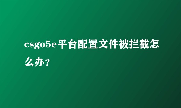csgo5e平台配置文件被拦截怎么办？