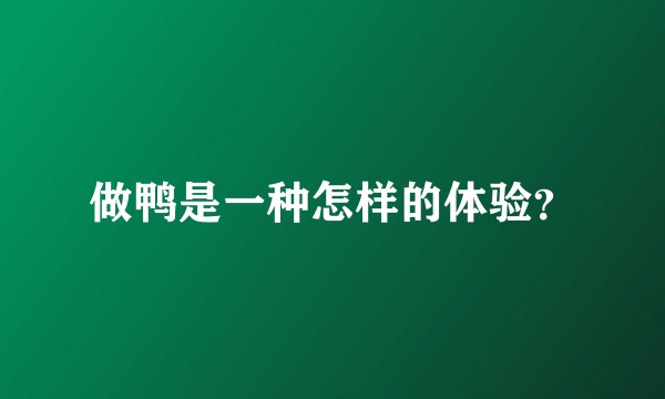 做鸭是一种怎样的体验?