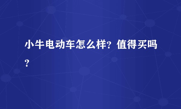 小牛电动车怎么样？值得买吗？