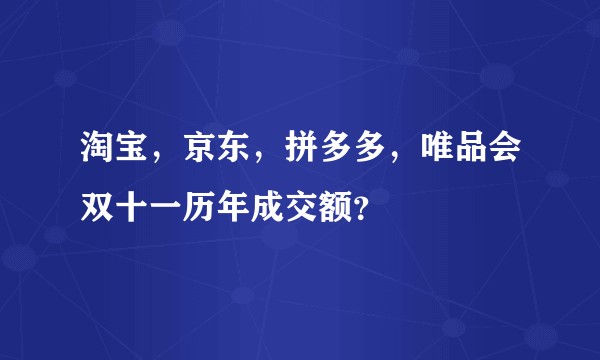 淘宝，京东，拼多多，唯品会双十一历年成交额？