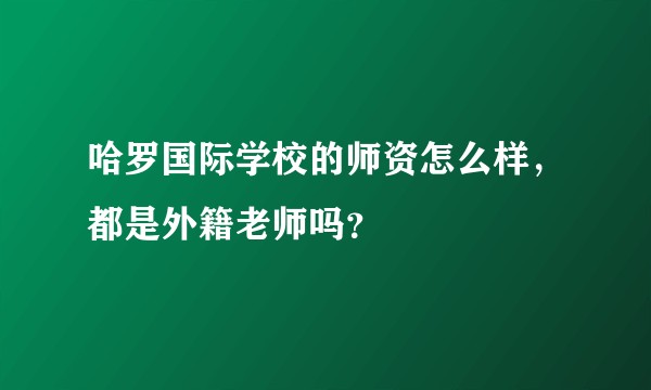 哈罗国际学校的师资怎么样,都是外籍老师吗?