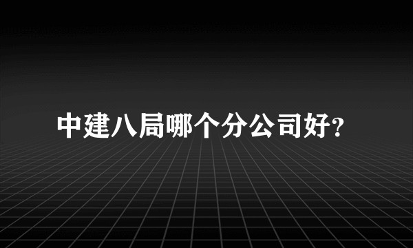 中建八局哪个分公司好?