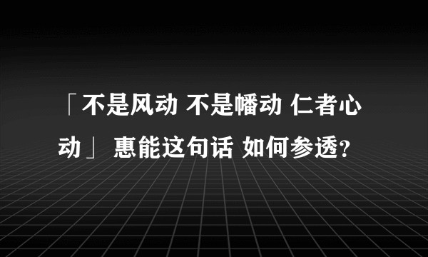 「不是风动 不是幡动 仁者心动」 惠能这句话 如何参透?
