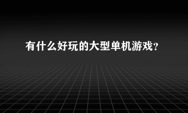 有什么好玩的大型单机游戏？