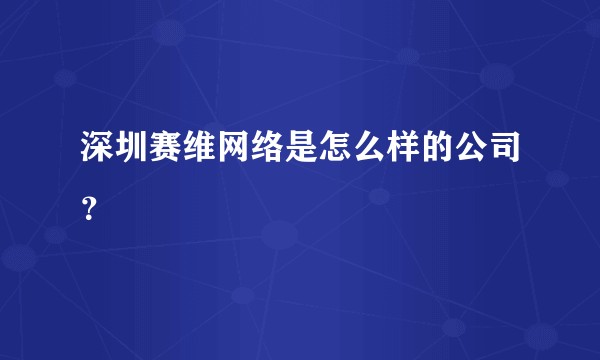 深圳赛维网络是怎么样的公司？
