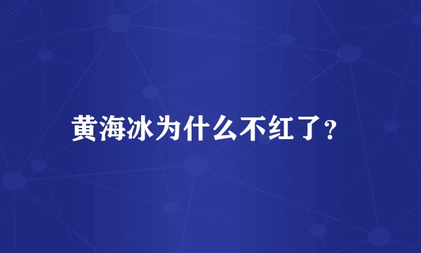 黄海冰为什么不红了？
