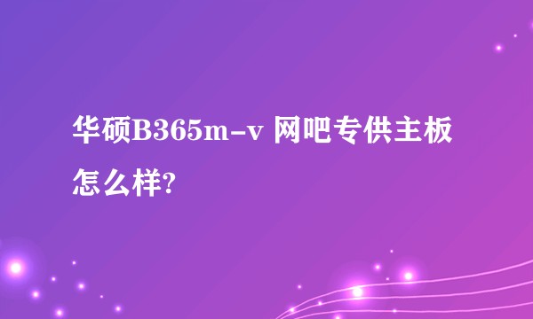 华硕B365m-v 网吧专供主板怎么样?