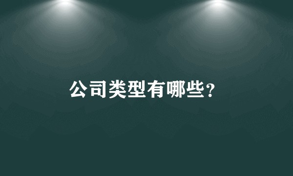 公司类型有哪些？