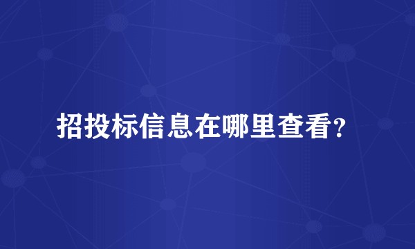 招投标信息在哪里查看？