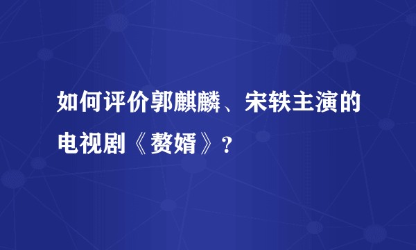 如何评价郭麒麟、宋轶主演的电视剧《赘婿》？