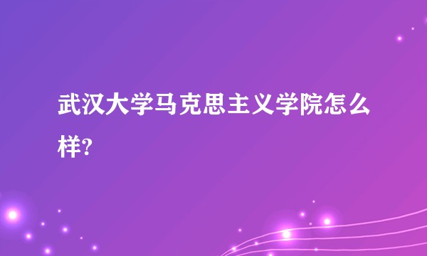 武汉大学马克思主义学院怎么样?
