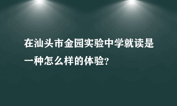 在汕头市金园实验中学就读是一种怎么样的体验？