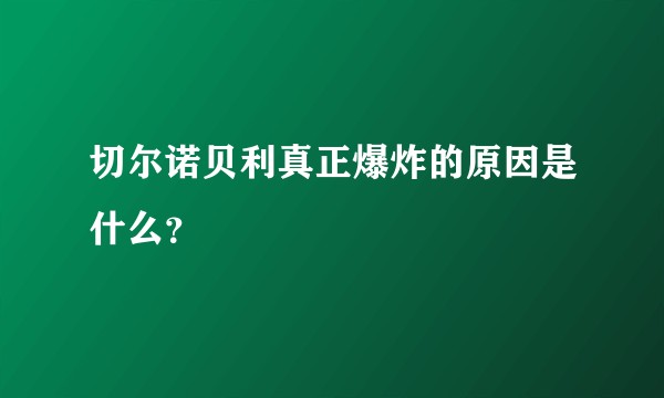 切尔诺贝利真正爆炸的原因是什么？