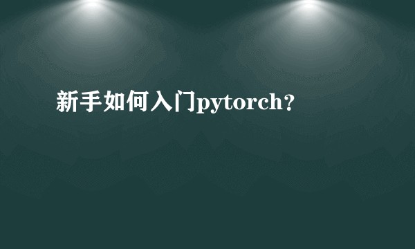 新手如何入门pytorch？