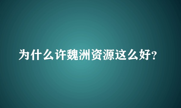 为什么许魏洲资源这么好?