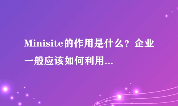 Minisite的作用是什么？企业一般应该如何利用Minisite，是否需要推广？