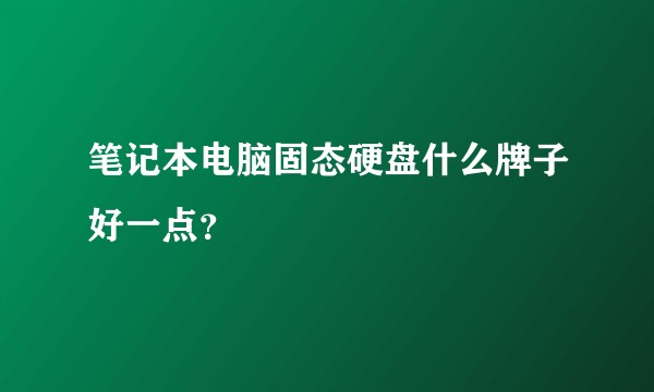 笔记本电脑固态硬盘什么牌子好一点？