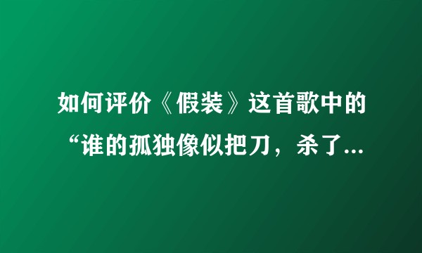 如何评价《假装》这首歌中的“谁的孤独像似把刀，杀了我的外婆桥”一句？