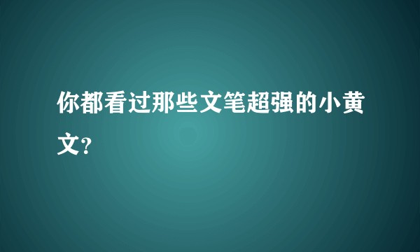 你都看过那些文笔超强的小黄文？