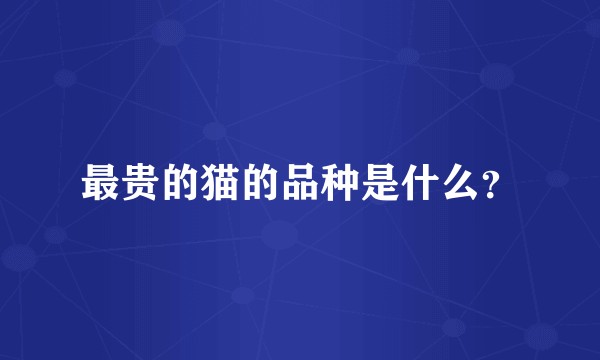 最贵的猫的品种是什么？