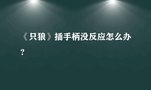 《只狼》插手柄没反应怎么办？