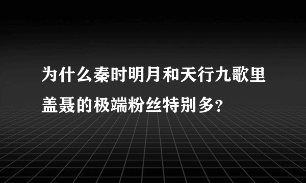 为什么秦时明月和天行九歌里盖聂的极端粉丝特别多？