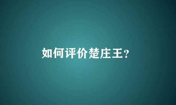 如何评价楚庄王？