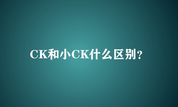 CK和小CK什么区别？