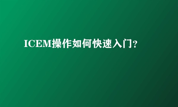 ICEM操作如何快速入门？