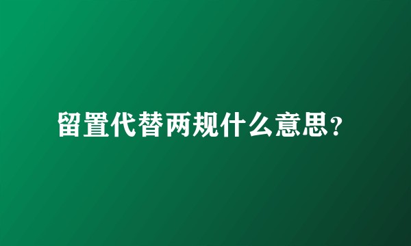 留置代替两规什么意思？