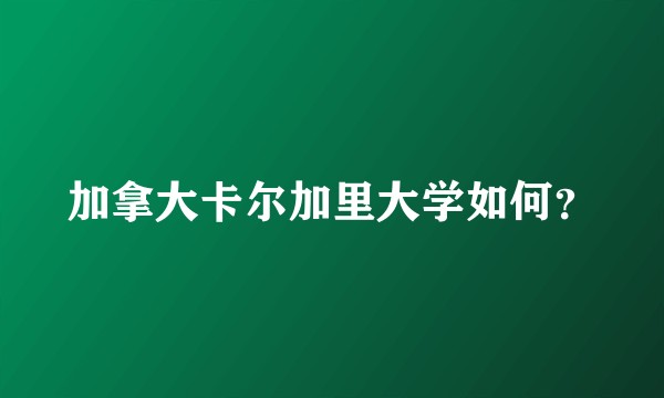 加拿大卡尔加里大学如何？