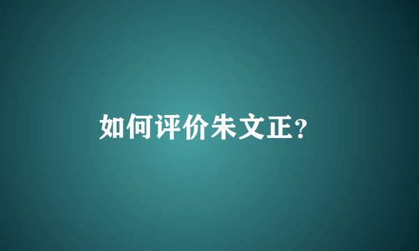 如何评价朱文正?