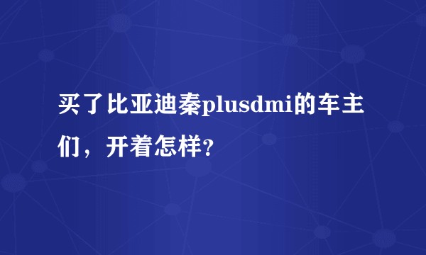 买了比亚迪秦plusdmi的车主们，开着怎样？