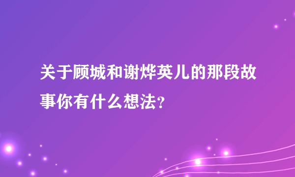 关于顾城和谢烨英儿的那段故事你有什么想法？
