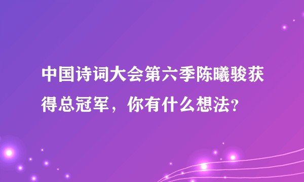 中国诗词大会第六季陈曦骏获得总冠军,你有什么想法?
