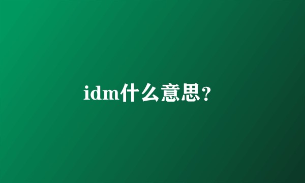 idm什么意思?