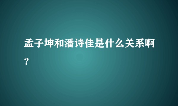 孟子坤和潘诗佳是什么关系啊？