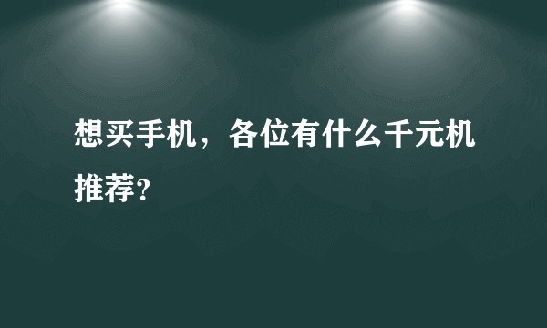 想买手机，各位有什么千元机推荐？