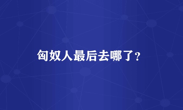 匈奴人最后去哪了？
