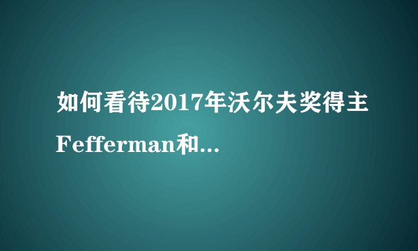 如何看待2017年沃尔夫奖得主Fefferman和Schoen？