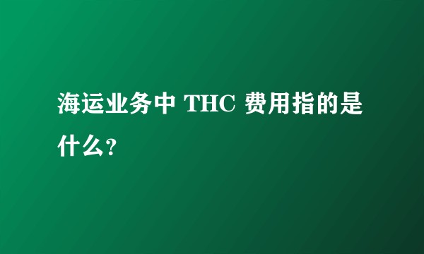 海运业务中 THC 费用指的是什么？