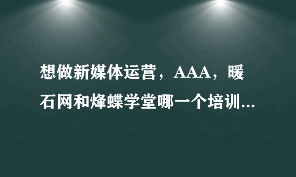 想做新媒体运营，AAA，暖石网和烽蝶学堂哪一个培训机构更靠谱呢？