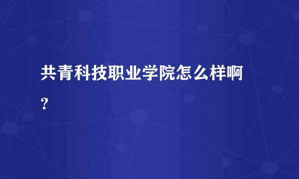 共青科技职业学院怎么样啊 ?