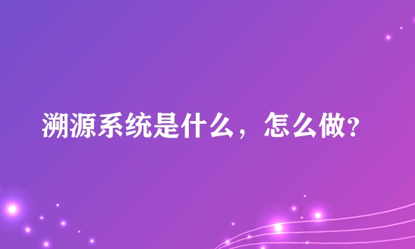 溯源系统是什么，怎么做？