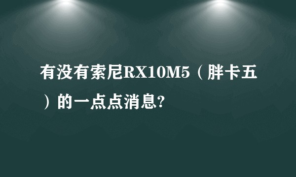 有没有索尼RX10M5（胖卡五）的一点点消息?