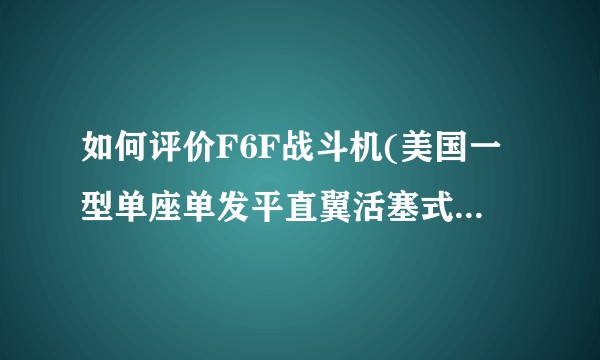 如何评价F6F战斗机(美国一型单座单发平直翼活塞式舰载战斗机)?