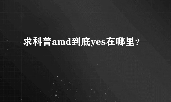 求科普amd到底yes在哪里？