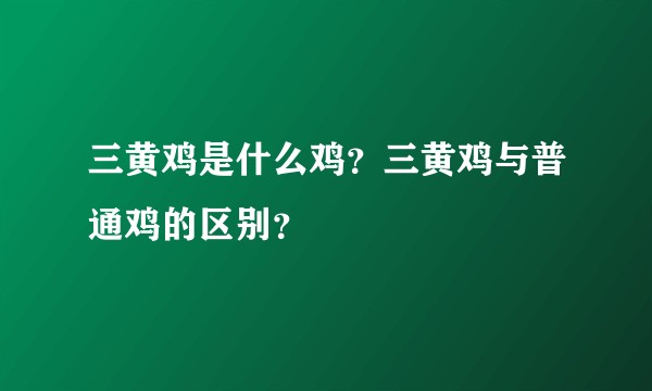 三黄鸡是什么鸡？三黄鸡与普通鸡的区别？