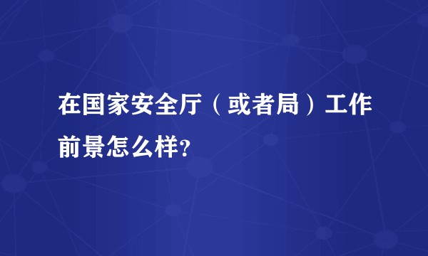 在国家安全厅（或者局）工作前景怎么样？